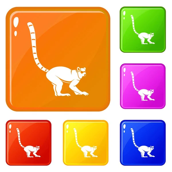 Maki aap pictogrammen set vector kleur — Stockvector