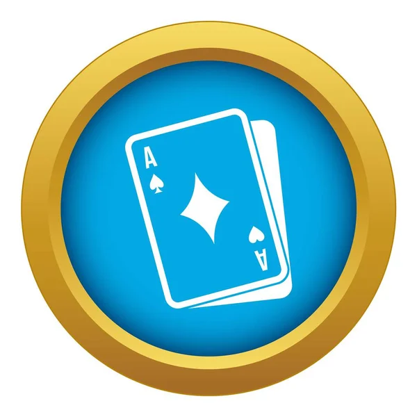 Jogando ícone de cartão vetor azul isolado — Vetor de Stock