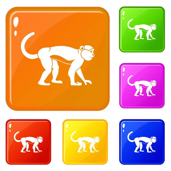Macaque pictogrammen set vector kleur — Stockvector