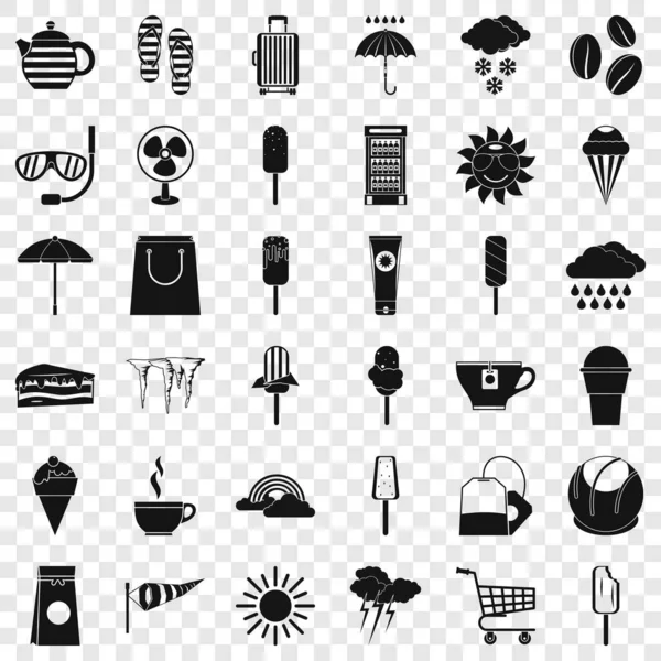 Ensemble d'icônes de valise, style simple — Image vectorielle