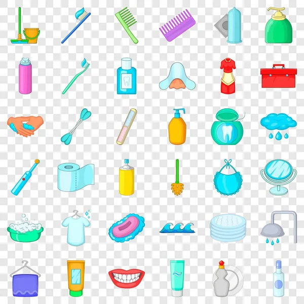 Set de iconos de higiene, estilo de dibujos animados — Vector de stock