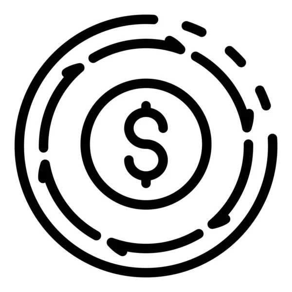 Ikona dolaru v obchodě s penězi, styl osnovy — Stockový vektor