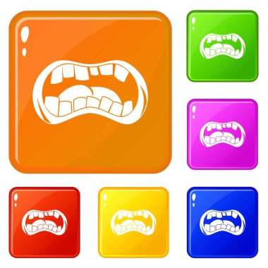 Zombi ağız simgeleri vektör rengini ayarla