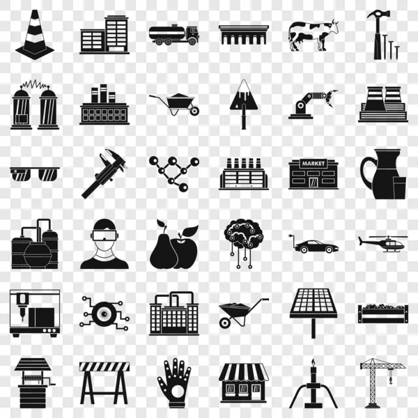 Building icons set, simple style — Stock Vector