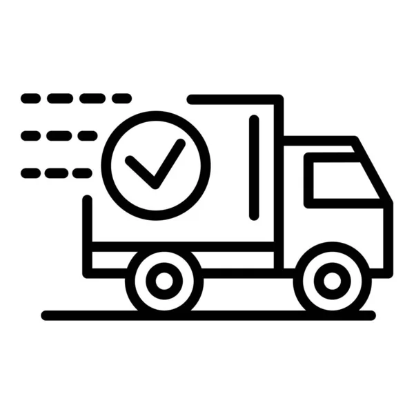 Élelmiszer szállító teherautó ikon, körvonalazott stílus — Stock Vector