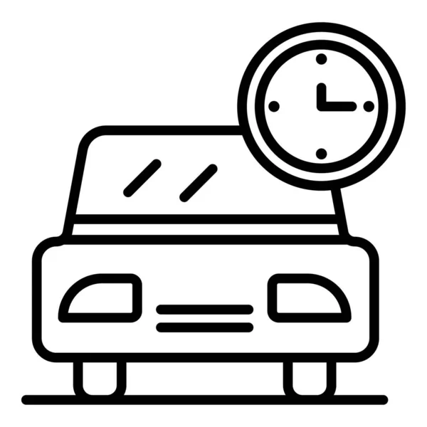 Auto en horloge pictogram, omtrek stijl — Stockvector