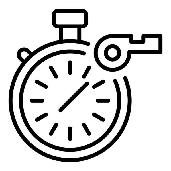 Stopwatch and whistle icon, outline style — Stock Vector