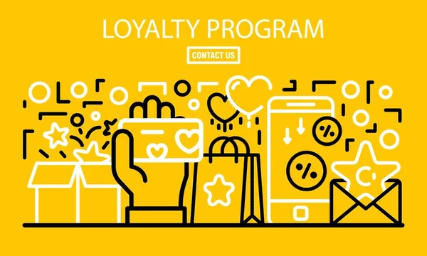Loyalty program banner, outline style — Stock Vector