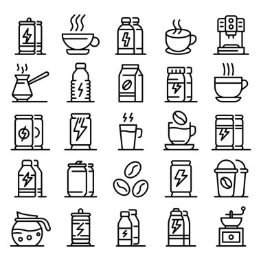 Enerji içeceği simgeleri ayarlandı, ana hatlar biçimi