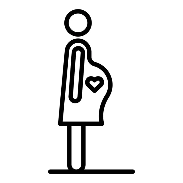 Pregnant woman heart icon, outline style — Stock Vector