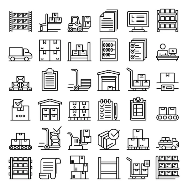 Conjunto de ícones de inventário, estilo esboço — Vetor de Stock