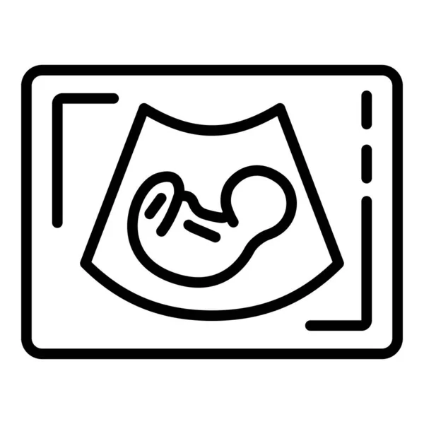 超声波屏幕上的婴儿图标,轮廓风格 — 图库矢量图片