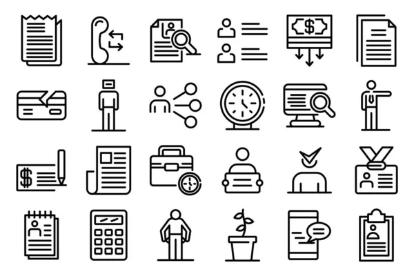 Conjunto de iconos desempleados, estilo de esquema — Vector de stock