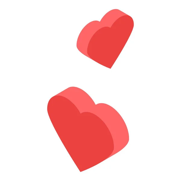 Romantic hearts icon, isometric style — ストックベクタ