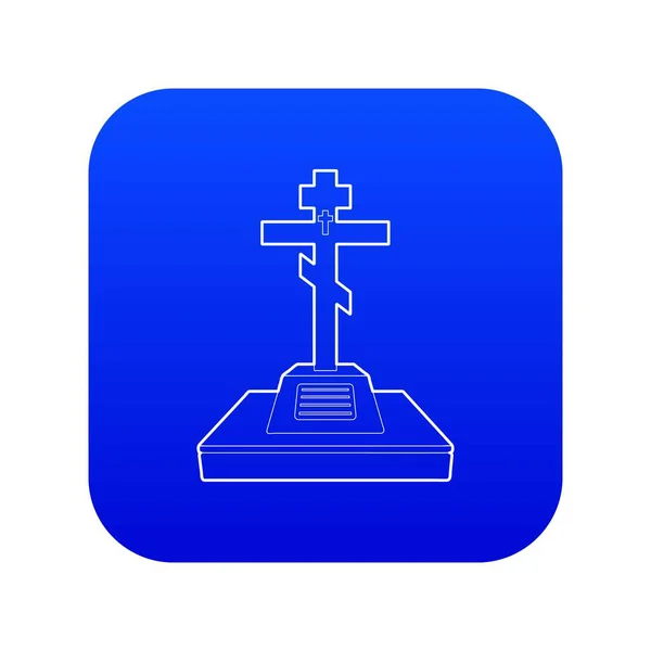 Christian grave icon blue vector — Stock Vector