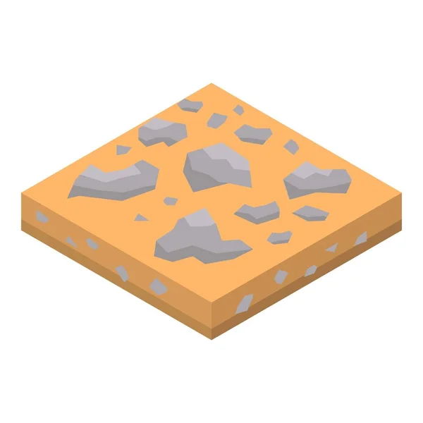 Icône sol rocheux sableux, style isométrique — Image vectorielle