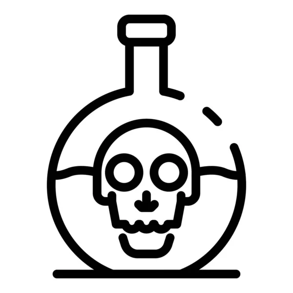 Schedel chemische pot pictogram, omtrek stijl — Stockvector