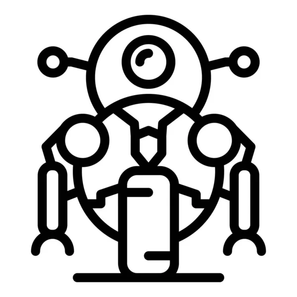 Εικονίδιο ρομπότ ποδηλάτων, στυλ περιγράμματος — Διανυσματικό Αρχείο