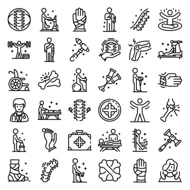 Chiropractor icons set, outline style clipart