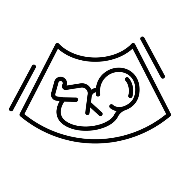 婴儿和超声波机图标,轮廓样式 — 图库矢量图片