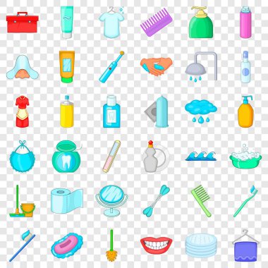 Icons set yıkama, karikatür tarzı