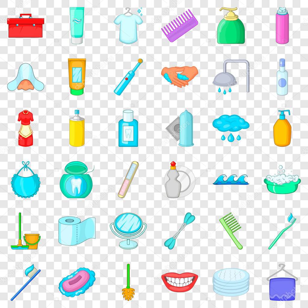 Washing icons set. Cartoon style of 36 washing vector icons for web for any design
