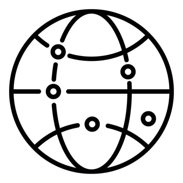 Globe met stippen pictogram, omtrek stijl — Stockvector