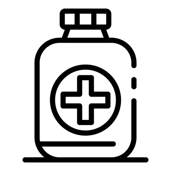 Fles geneeskunde pictogram, omtrek stijl — Stockvector