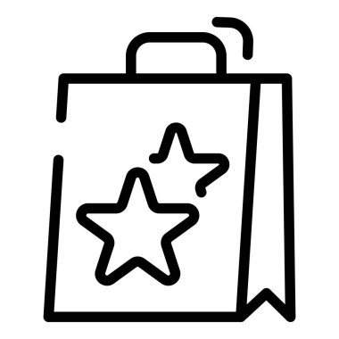 Yıldız simgesi içeren alışveriş çantası, taslak biçimi