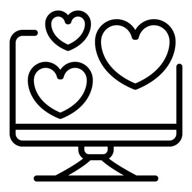 Monitör simgesinde kalpler, taslak biçim