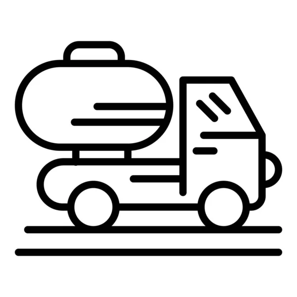 Truck with a barrel icon, outline style — Stock Vector