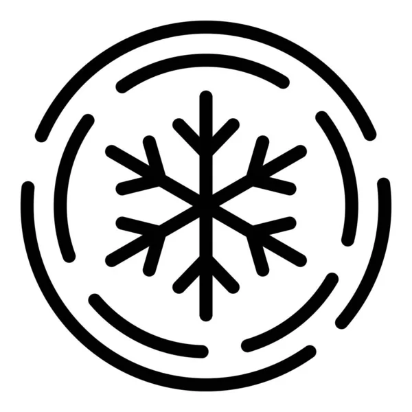 Flocon de neige dans un cercle icône, style contour — Image vectorielle