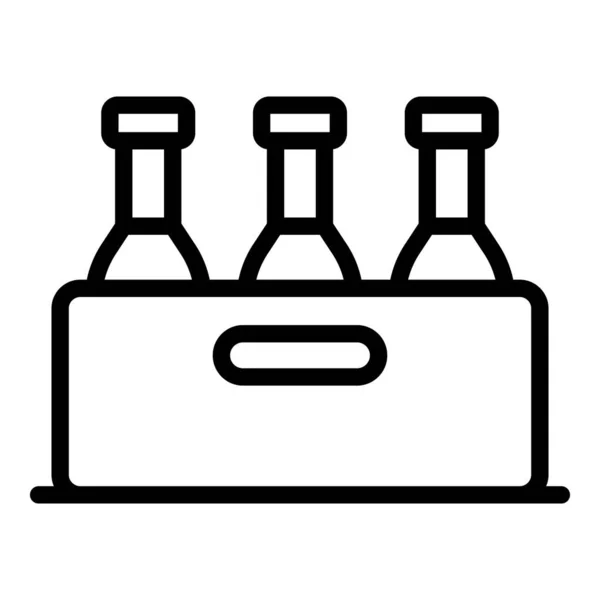 瓶子板条箱图标,轮廓样式 — 图库矢量图片
