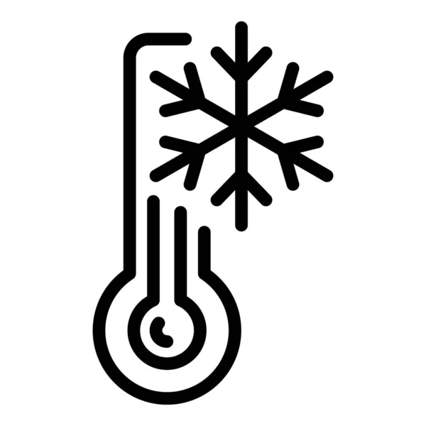 Snowflake thermometer icon, outline style — Stock Vector