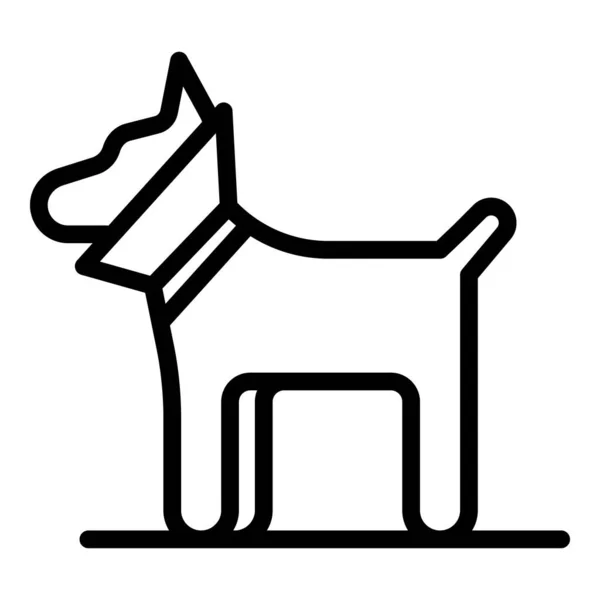 Perro con un icono de abrazadera de cuello, estilo de contorno — Archivo Imágenes Vectoriales