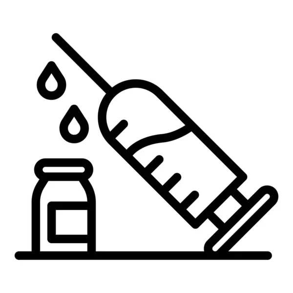 Jeringa con icono de vacuna, estilo de esquema — Vector de stock