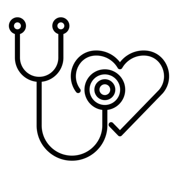 Stethoscope and heart icon, outline style — Stock vektor