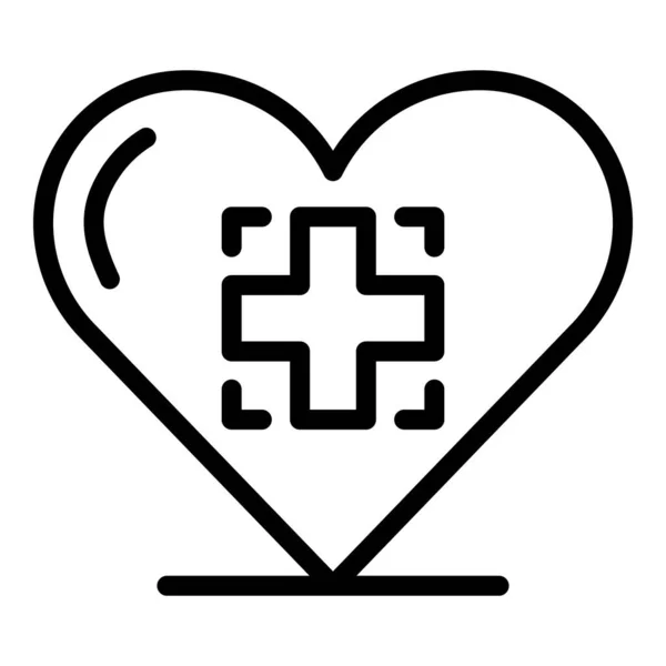 Medical cross in the heart icon, outline style — Stock Vector