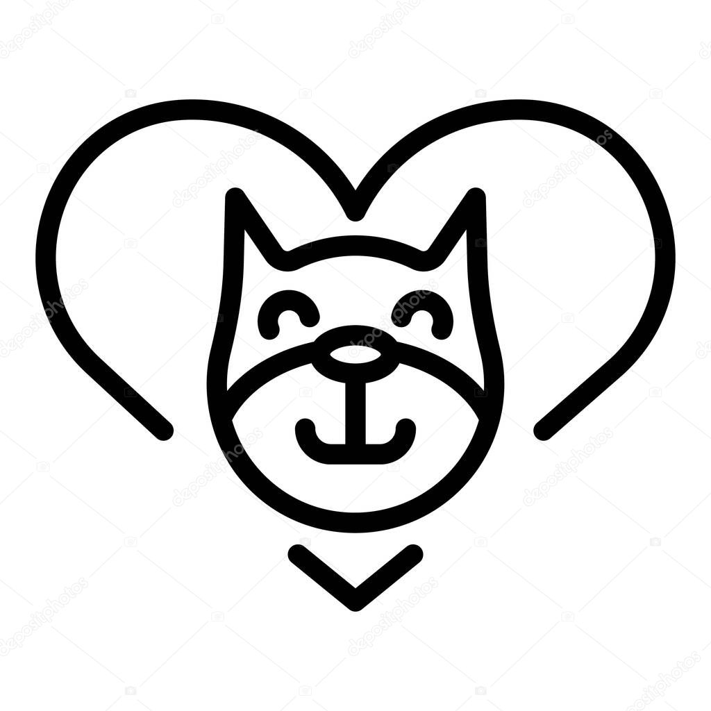 Cat head in heart icon, outline style