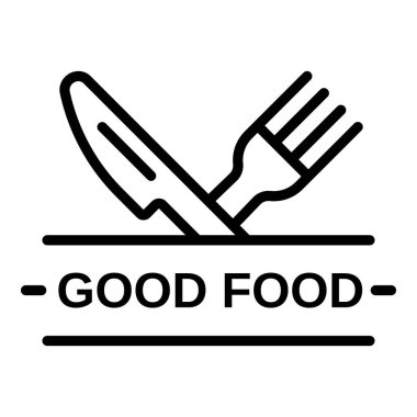 Güzel yemek logosu, taslak tarzı.