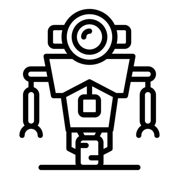Ikona robota naukowego, styl zarysu — Wektor stockowy