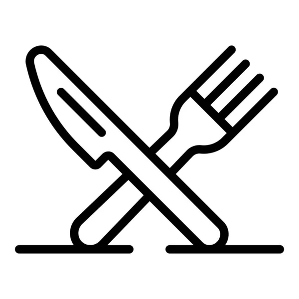 Couteau croisé icône fourchette, style contour — Image vectorielle
