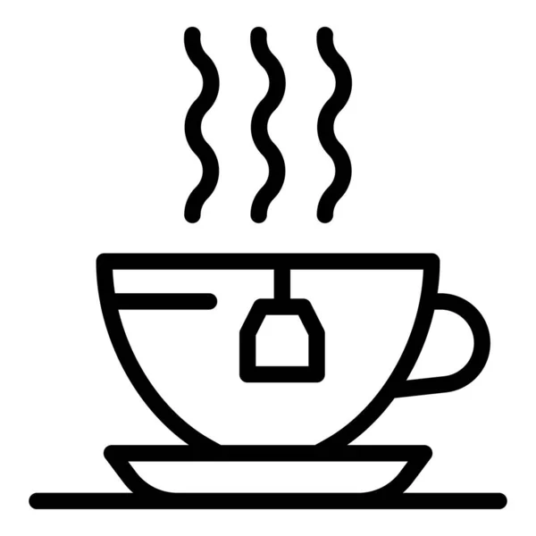 Icono de taza de té caliente, estilo de esquema — Vector de stock