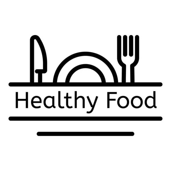 Logo zdravé stravy, styl osnovy — Stockový vektor