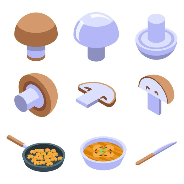 Conjunto de iconos de Champignon, estilo isométrico — Vector de stock