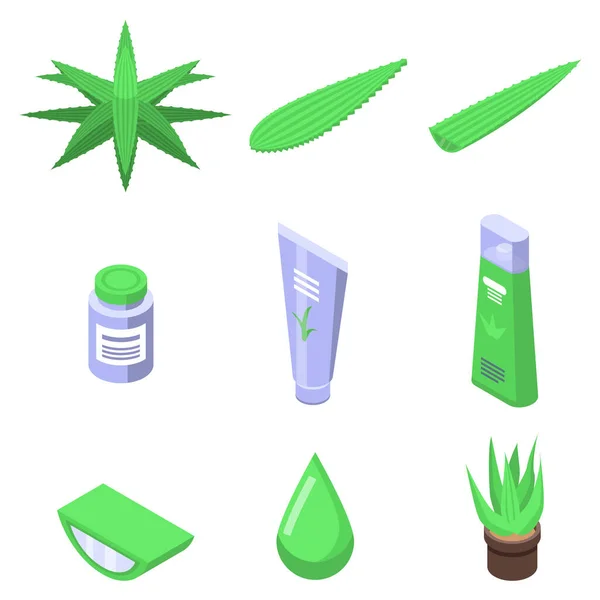 Conjunto de ícones Aloe, estilo isométrico — Vetor de Stock