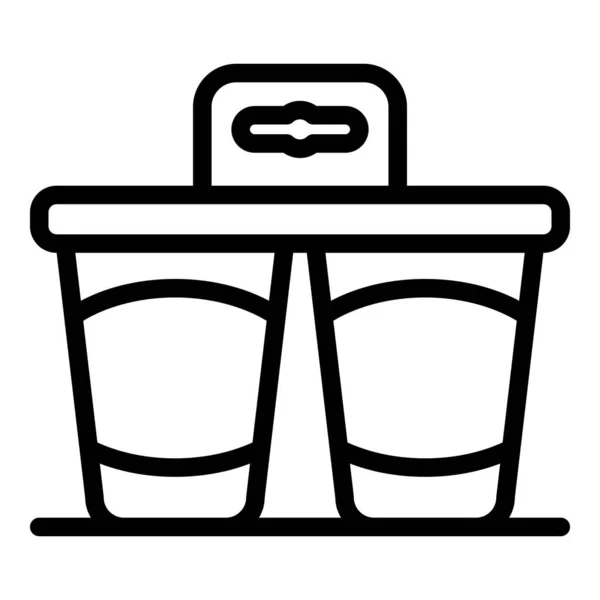 Plastic yoghurt verpakking pictogram, omtrek stijl — Stockvector