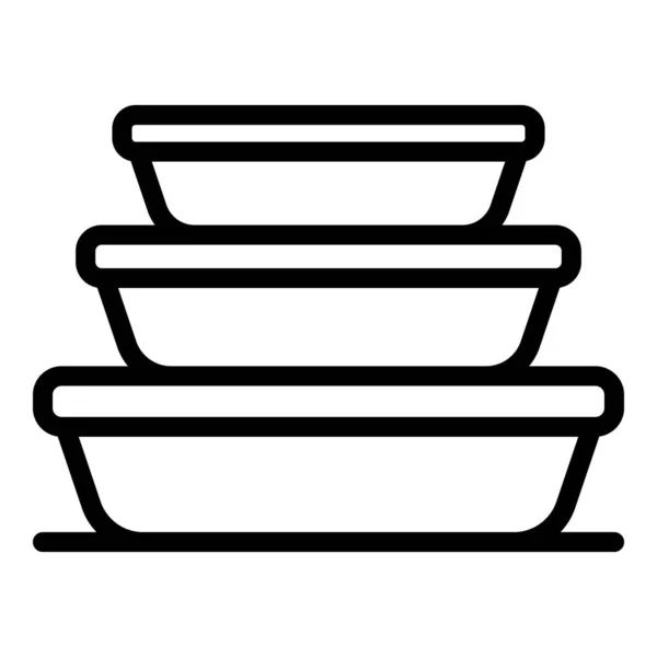 Stack food container ikon, kontur stil — Stock vektor