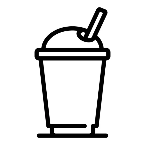 Juice plast kopp ikon, kontur stil — Stock vektor