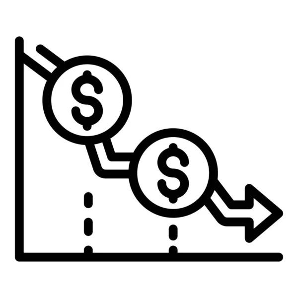 Grafik-Symbol für niedriges Geld, Umrissstil — Stockvektor